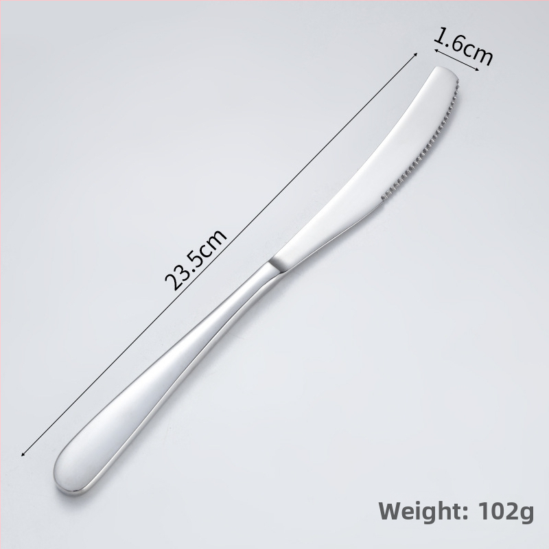 Sada noža, vidličiek a lyžíc, 304 nerezová oceľ, séria Nový mesiac, minimalistický štýl, leštenie do vysokého lesku, potlač loga