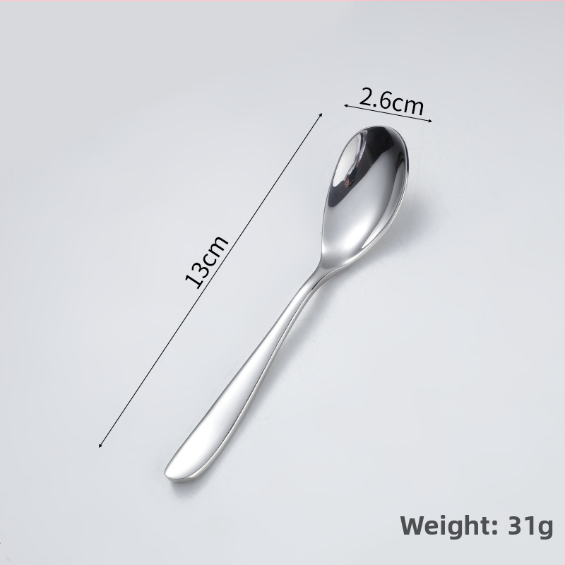 Sada noža, vidličiek a lyžíc, 304 nerezová oceľ, séria Nový mesiac, minimalistický štýl, leštenie do vysokého lesku, potlač loga