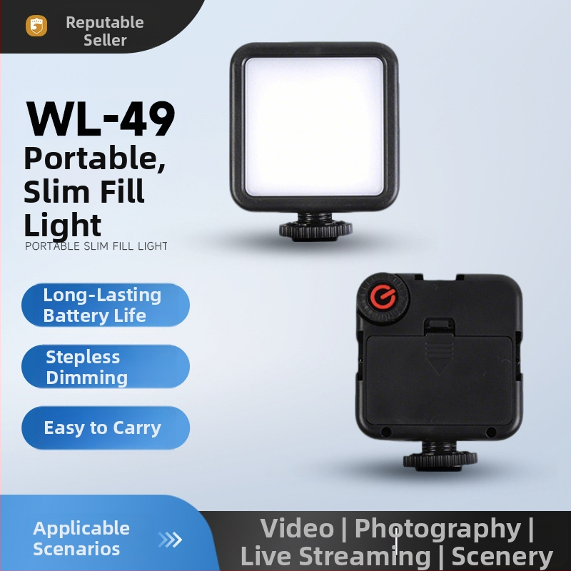 Mini rokas apgaismojums fotografēšanai — regulējama krāsu temperatūra 2500K–9900K, AA bateriju darbība, mazāk par 10W, piemērots tiešraidei, fotografēšanai un video