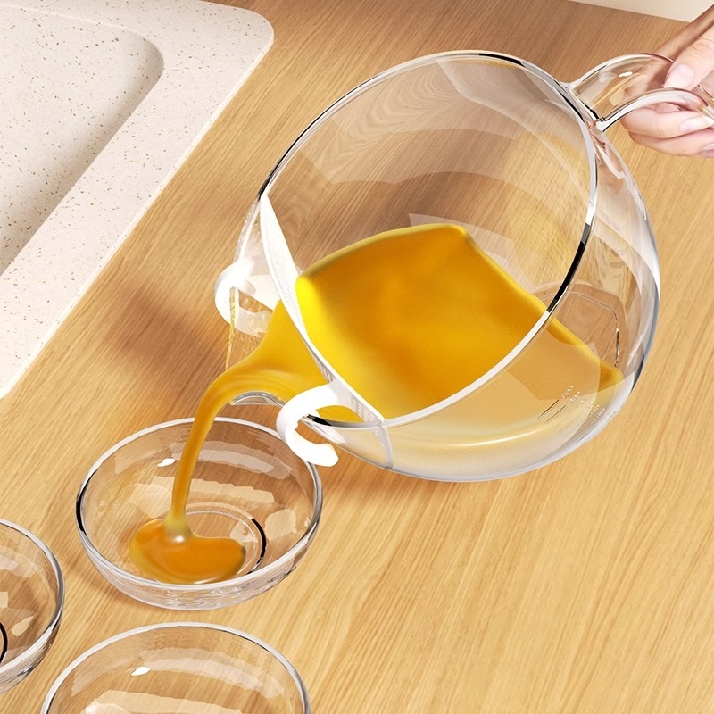 Plastová odmerka s filtrujúcou sieťkou a stupnicou – potravinárska kvalita, vhodná na vajcia a tekutiny