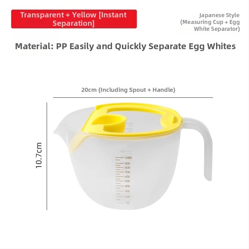 Plastová odmerka s filtrujúcou sieťkou a stupnicou – potravinárska kvalita, vhodná na vajcia a tekutiny