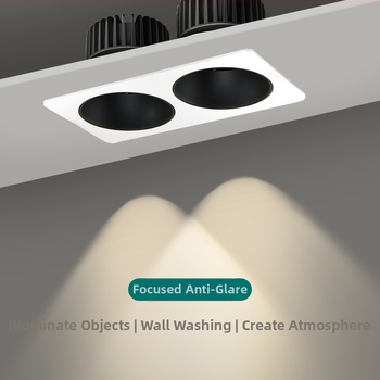 COB LED zabudované štvorcové downlight v tvare karty, CRI ≥95, napätie ≤36V, tlačidlový spínač, hliníkové puzdro