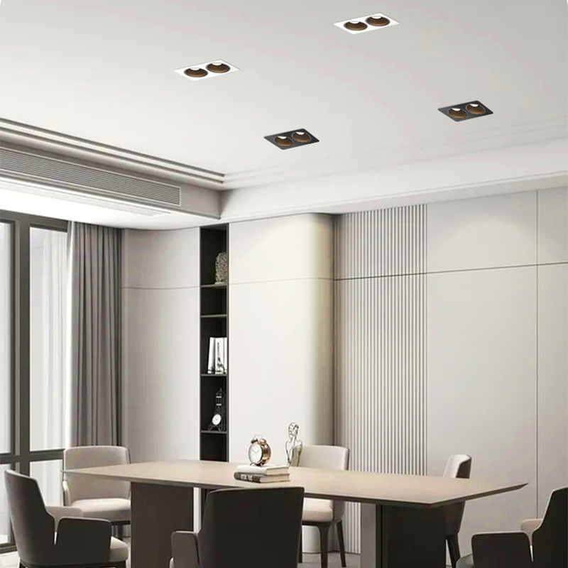 COB LED zabudované štvorcové downlight v tvare karty, CRI ≥95, napätie ≤36V, tlačidlový spínač, hliníkové puzdro