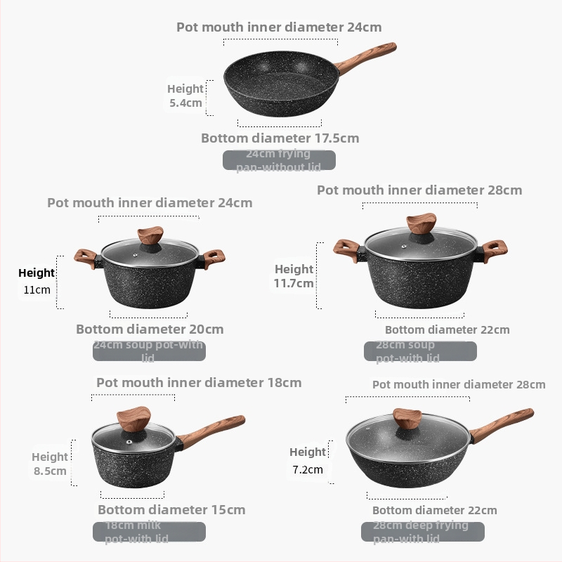 Sada hrncov Royal Dessini – hliníkové s nepřilnavým povlakom; obsahuje wok panvicu, hrniec na mlieko a polievkový hrniec; kompatibilné s indukčnou varnou doskou.
