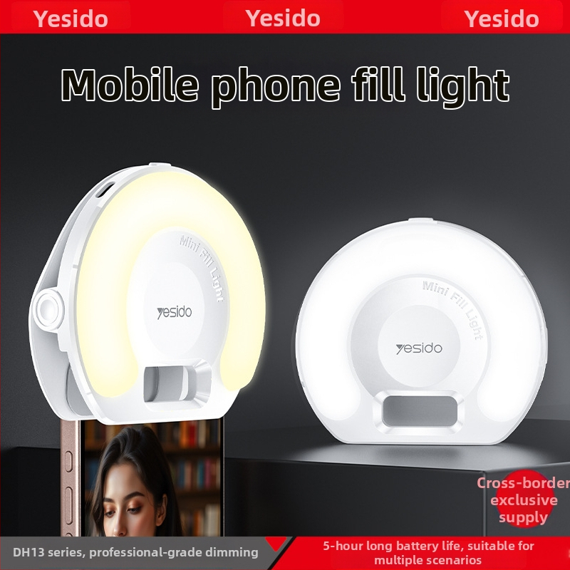 LED dopĺňajúce svetlo pre živé vysielanie, ručné selfie svetlo s tromi teplotami, kompatibilné s telefónom a notebookom, nastaviteľné 2500K-9900K, 5V, DH13