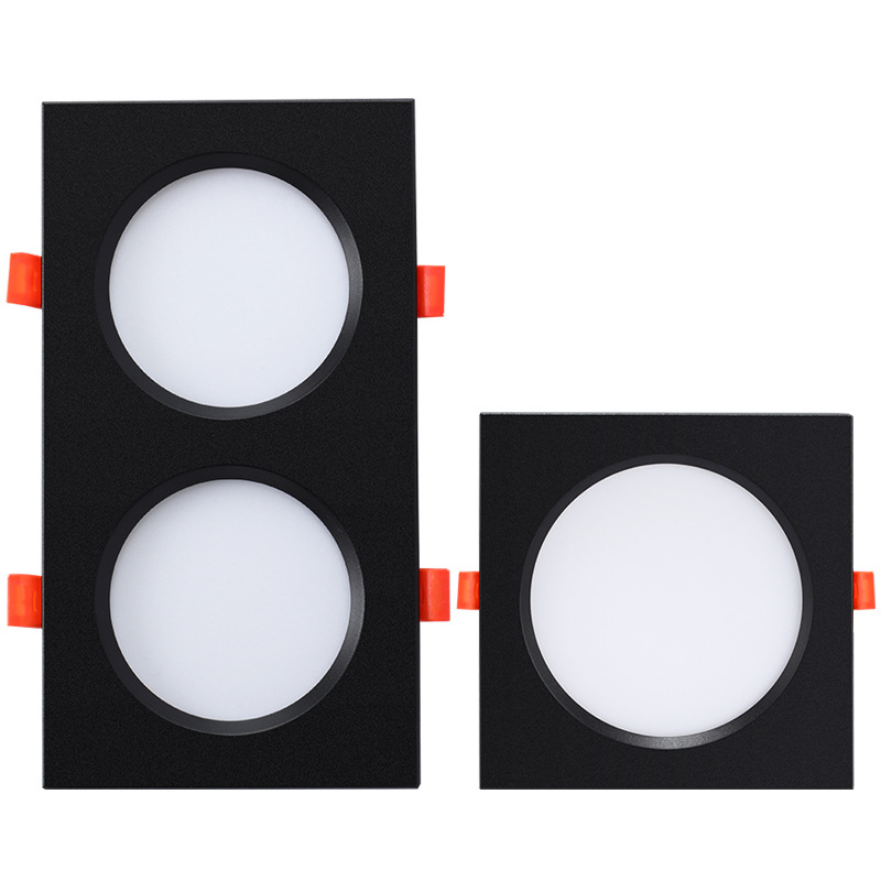 Dvojhlavý LED downlight, obdlžníkové zapustené osvetlenie do obývačky, 220V, hliníkové puzdro, teplá/biela farba svetla