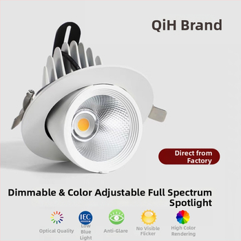 LED stropný zabudovaný reflektor s nastaviteľným uhlom, COB LED, plné spektrum, CRI ≥95, 110-265V