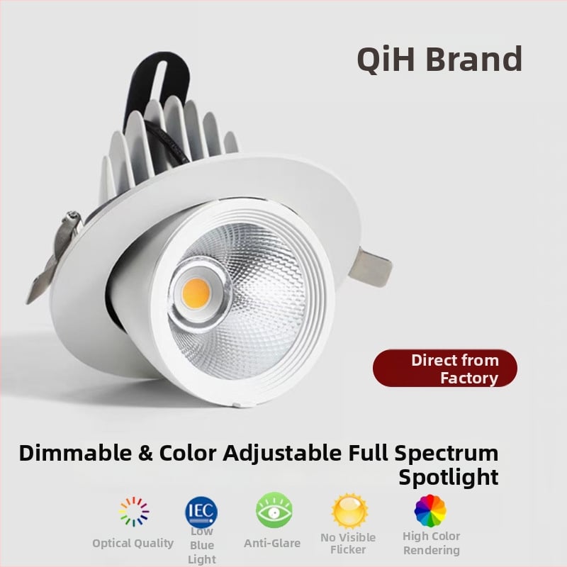 LED stropný zabudovaný reflektor s nastaviteľným uhlom, COB LED, plné spektrum, CRI ≥95, 110-265V