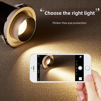 LED COB bodové svetlo, zabudované, nastaviteľný uhol, stmievateľné, 220V, hliníkové šasi