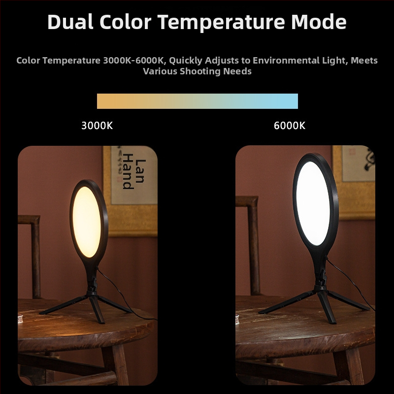 LED doplnkové svetlo pre živé vysielanie a fotografovanie, model QP260, 10W, napájanie 5V2A, tri teploty farieb, zvislá poloha použitia, prispôsobenie k dispozícii
