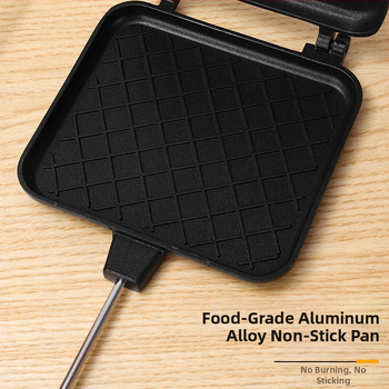 Dvojstranná panvica na sendviče z hliníkovej zliatiny s nepriľnavým povrchom – dvojité zahrievanie, kompatibilná s plynovou platňou a indukciou