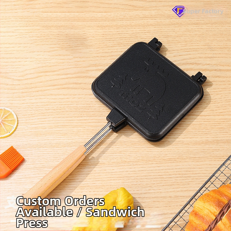 Dvojstranná panvica na sendviče z hliníkovej zliatiny s nepriľnavým povrchom – dvojité zahrievanie, kompatibilná s plynovou platňou a indukciou