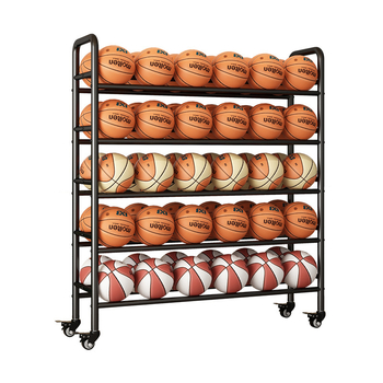 Mobilný regál na lopty pre basketbal a volejbal — oceľová konštrukcia, hmotnosť 5, vhodný do školy, materskej školy a telocvične