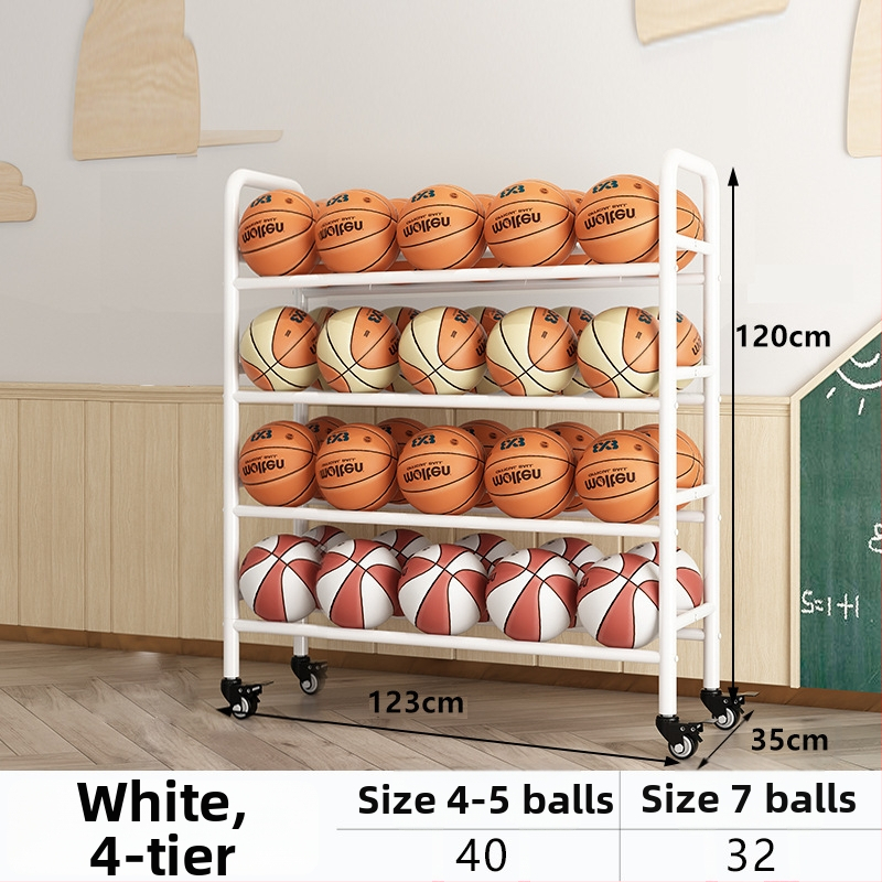 Mobilný regál na lopty pre basketbal a volejbal — oceľová konštrukcia, hmotnosť 5, vhodný do školy, materskej školy a telocvične