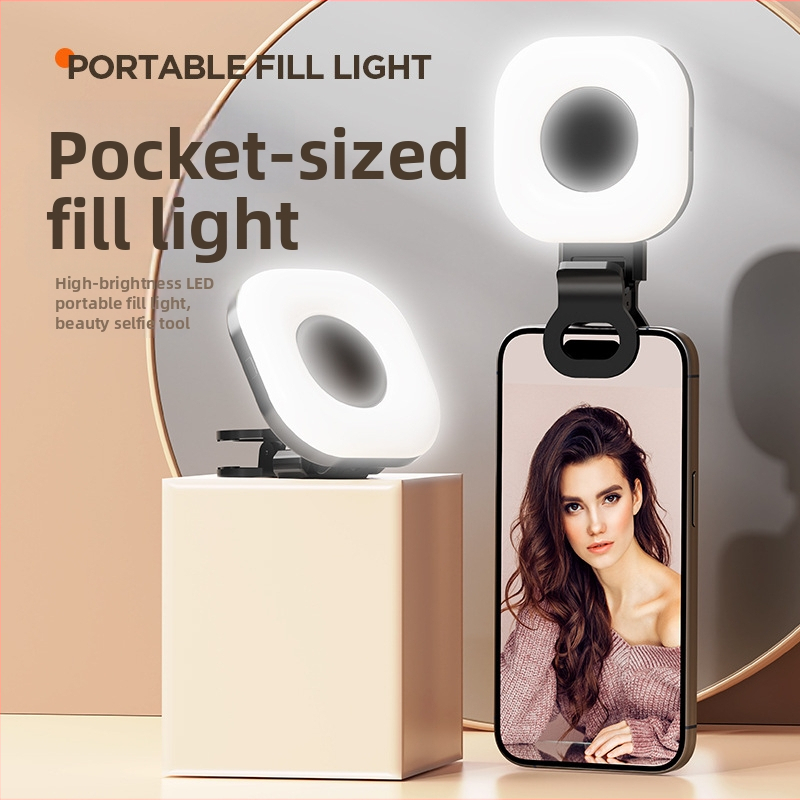 LED светлина за запълване за смартфон, портативна със стойка, три цветови температури, мощност под 10W