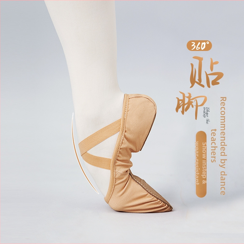 Detské tanečné topánky pre dievčatá, jemná podrážka, bez šnúrok, pružný materiál, dizajn mačacej labky, vršok z plátna, balet a moderný tanec