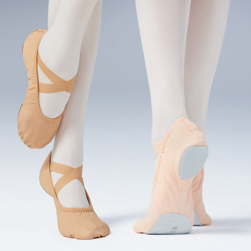 Dječje plesne cipele za djevojčice, mekana potplata, bez vezica, elastični platneni gornji dio, dizajn mačje šape, za balet i moderni ples
