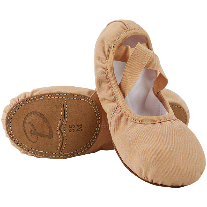 Dječje plesne cipele za djevojčice, mekana potplata, bez vezica, elastični platneni gornji dio, dizajn mačje šape, za balet i moderni ples