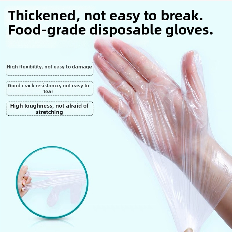 Vienkartinės PE pirštinės, maisto kokybės, skirtos paštui ir cateringui, skaidrios, neslystančios, 100 vnt
