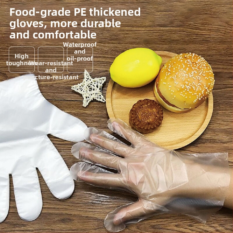 Vienkartinės PE pirštinės, maisto kokybės, skirtos paštui ir cateringui, skaidrios, neslystančios, 100 vnt