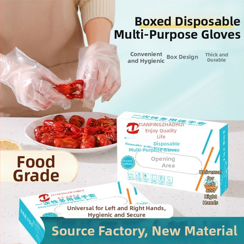 Jednorázové PE rukavice, potravinovej triedy, na donášku a catering, priehľadné, protišmykové, 100 ks