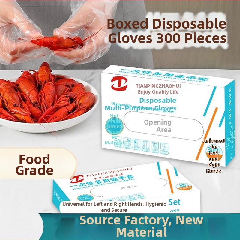 Jednorázové PE rukavice, potravinovej triedy, na donášku a catering, priehľadné, protišmykové, 100 ks