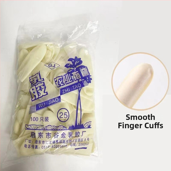 Jednorázové prstové chrániče z hrubšieho latexu, protišmyčné a odolné voči opotrebeniu, pre priemyselné a poľnohospodárske použitie