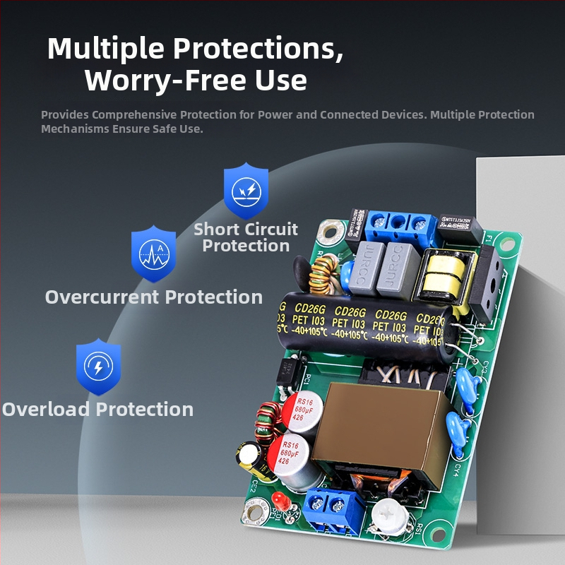 Panel napájania so SMPS, priemyselného stupňa, izolovaný AC-DC buck modul, vstup 220V, výstup 12V/4A alebo 24V/2A, 48W