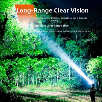 LED čelovka s tromi LED režimami pre nočné vonkajšie rybárčenie, 30W, 360° otočný, dosah lúča nad 500 m, vstavaná Li-ion batéria