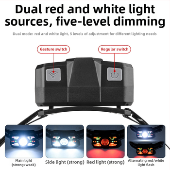 Čelna lampa s senzorom pokreta, LED 5W, 800 mAh baterija, domet 50–100 m, pogodna za planinarenje, kampiranje i noćni ribolov