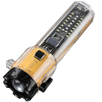 LED+COB svjetiljka, 20W, 3600mAh, USB-C punjenje, dugi domet 200–500m, višenamjenska s sigurnosnim čekićem