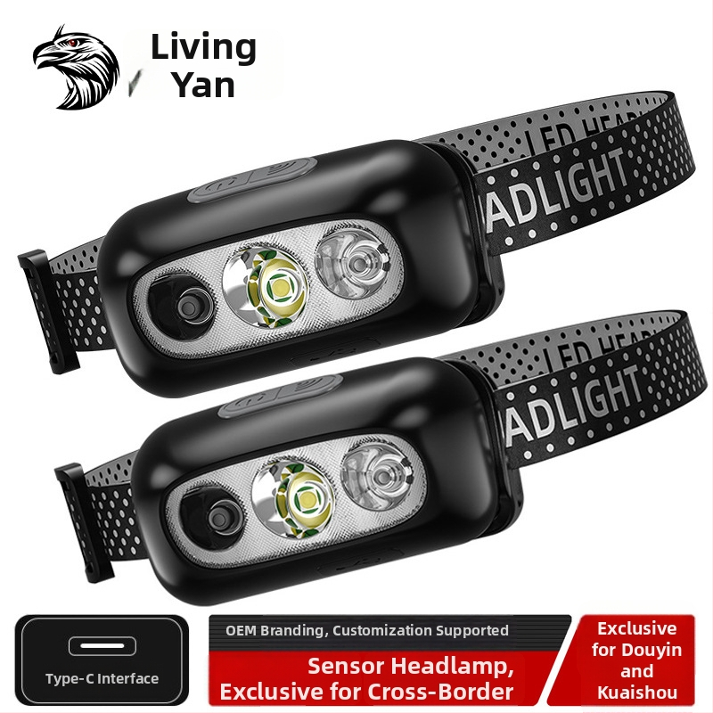 LED čelovka s dlhým výdržou, nabíjateľná, 5W, batéria 500 mAh, dosah 100–200 m