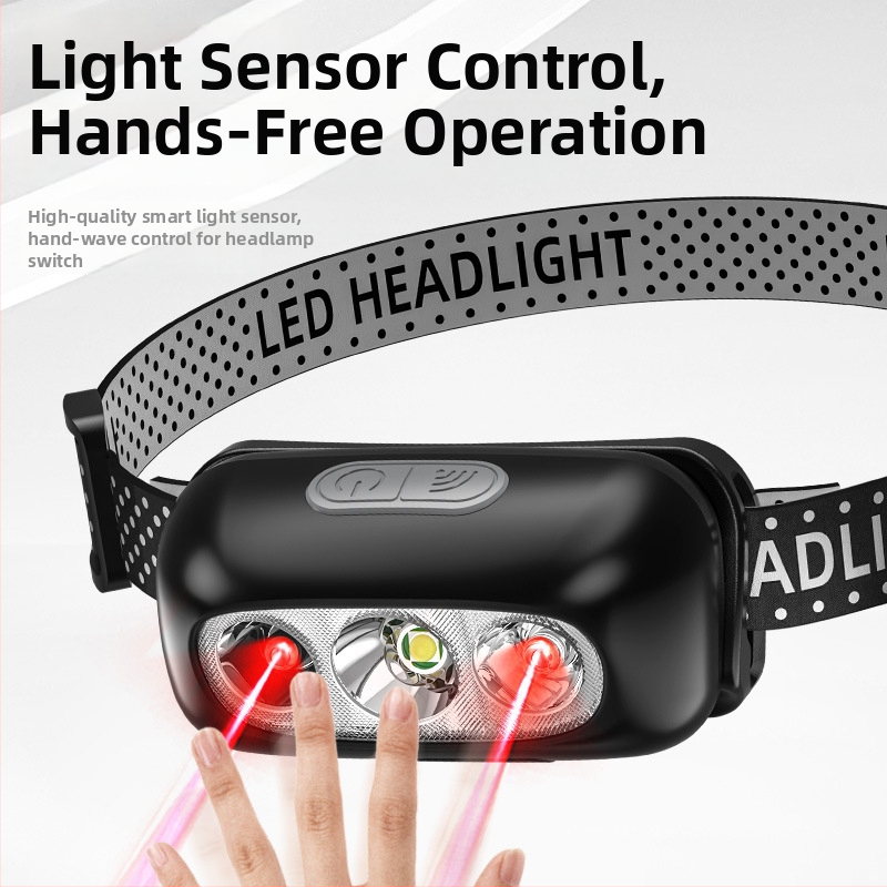 LED čelovka s dlhým výdržou, nabíjateľná, 5W, batéria 500 mAh, dosah 100–200 m