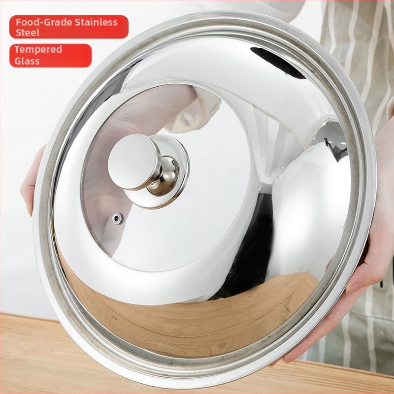 Nerezová pokrievka na hrniec s tvrdeným sklom – priehľadná, vhodná pre panvice a hrnce s plochým dnom