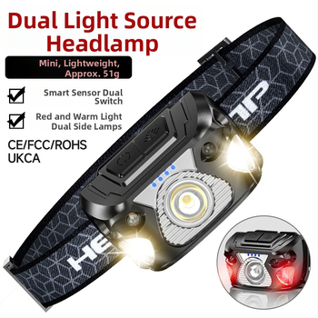 LED svjetiljka za glavu s USB punjenjem, ručno napajanje, domet 50–100 m