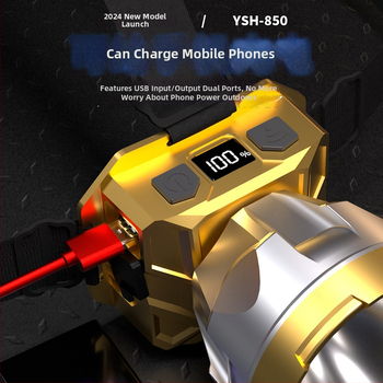 Čelovka s veľkým lúčom, 5W, 2400mAh, 360° otáčanie, ručné napájanie, nabíjačka súčasťou, na nočné rybolenie a kempovanie