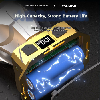 Čelovka s veľkým lúčom, 5W, 2400mAh, 360° otáčanie, ručné napájanie, nabíjačka súčasťou, na nočné rybolenie a kempovanie