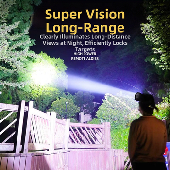 Čelovka s veľkým lúčom, 5W, 2400mAh, 360° otáčanie, ručné napájanie, nabíjačka súčasťou, na nočné rybolenie a kempovanie