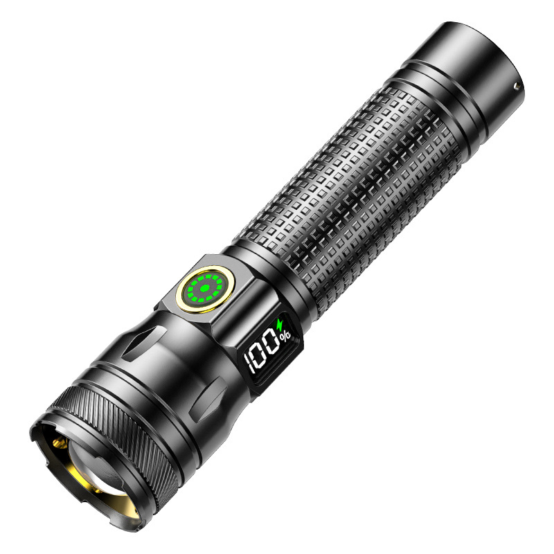 LED baterijska svjetiljka s kućištem od aluminijske legure, digitalni prikaz, 10W, 1200mAh, punjiva
