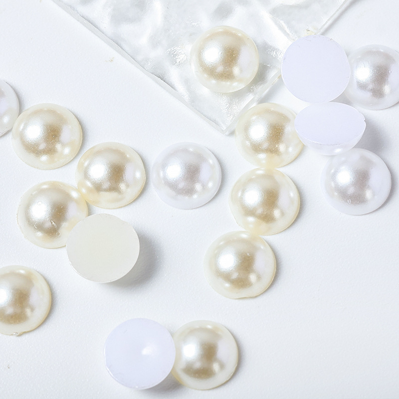 ABS imitácia perál a ploché polkruhové nálepky na nechty pre DIY manikúru, inlay technika, vzor podľa obrázka, čerstvý a sladký štýl