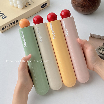 Σετ μαχαιροπίρουνα από ανοξείδωτο χάλυβα 304, με φινίρισμα καθρέφτη, περιλαμβάνει μαχαίρι, πιρούνι, κουτάλι και ξυλάκια, με φορητό κουτί αποθήκευσης, μοντέρνο απλό στυλ