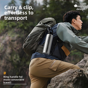 Tomic izolovaný pohár z nehrdzavejúcej ocele s bezšroubovým rýchlym otvorením, vnútorná 316, vonkajšia 304, izolácia 24–36 h, prenosný, gravírovanie laserom k dispozícii