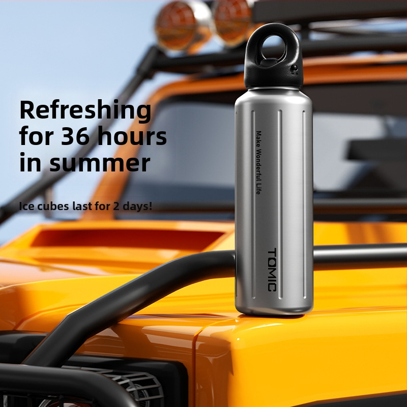 Tomic izolovaný pohár z nehrdzavejúcej ocele s bezšroubovým rýchlym otvorením, vnútorná 316, vonkajšia 304, izolácia 24–36 h, prenosný, gravírovanie laserom k dispozícii