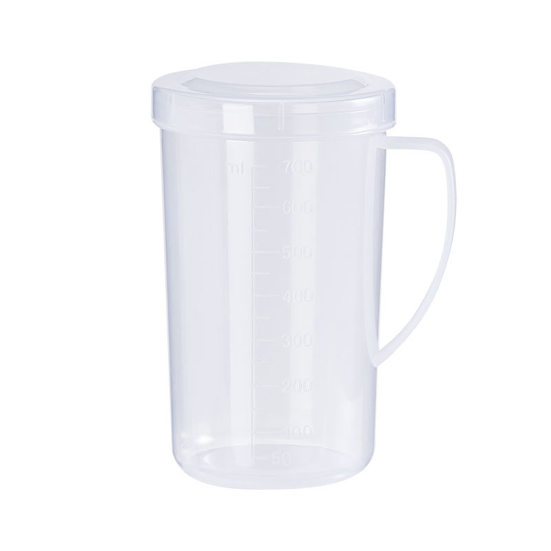 Mliečna meracia miska s viečkom a držadlom — minimalistický štýl, PP plast, vhodná do mikrovlnnej rúry, s meracou škálou, značka KJH.