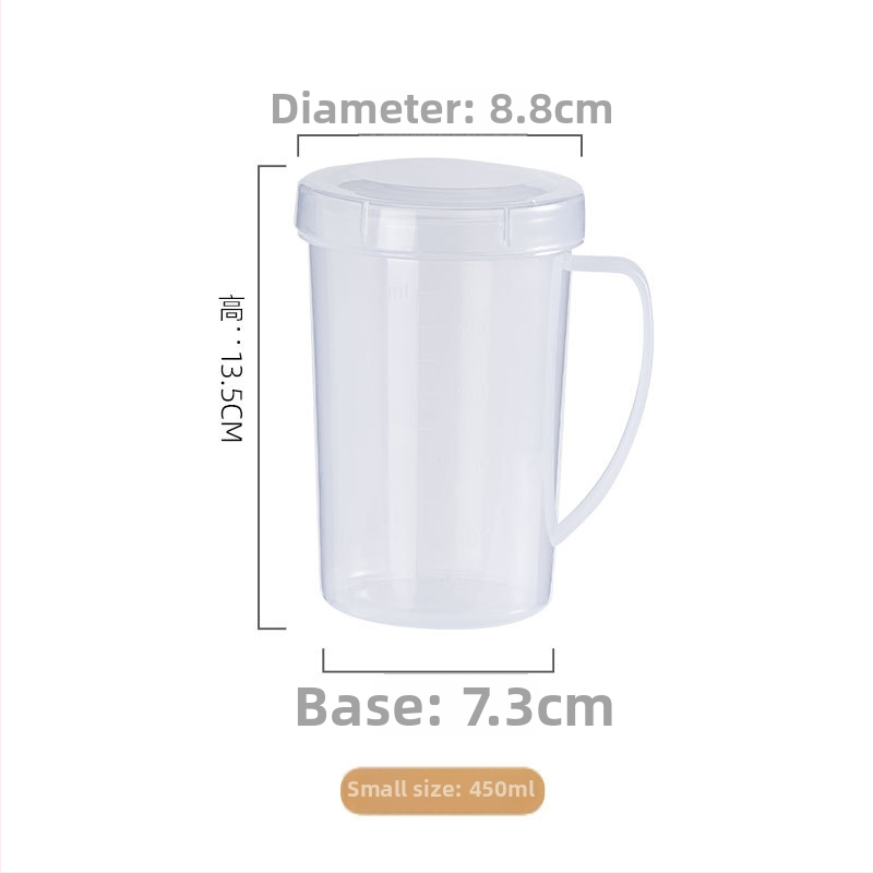 Mliečna meracia miska s viečkom a držadlom — minimalistický štýl, PP plast, vhodná do mikrovlnnej rúry, s meracou škálou, značka KJH.