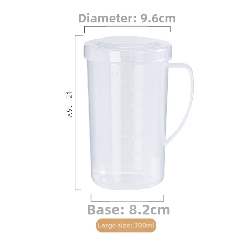 Mliečna meracia miska s viečkom a držadlom — minimalistický štýl, PP plast, vhodná do mikrovlnnej rúry, s meracou škálou, značka KJH.