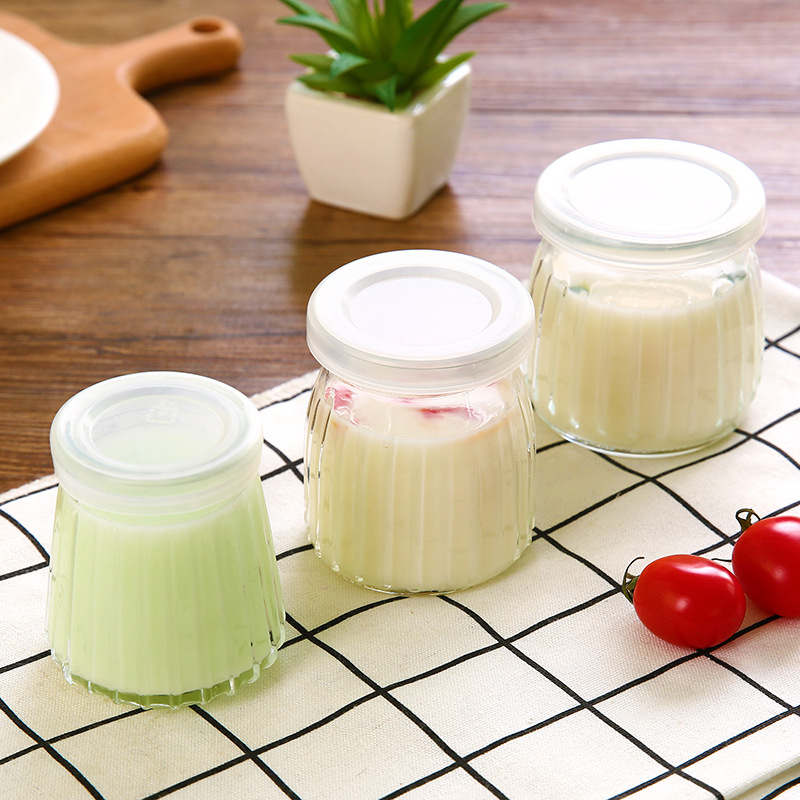 Čašica za mlijeko s kapicom – termički otporno staklo, višeslojna struktura, za puding, žele i mousse