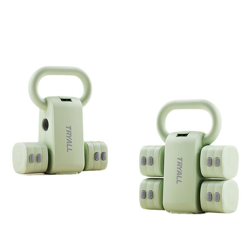 2 v 1 nastaviteľné činky a kettlebell pár, 2 kg a 5 kg, ABS konštrukcia, domáce cvičenie