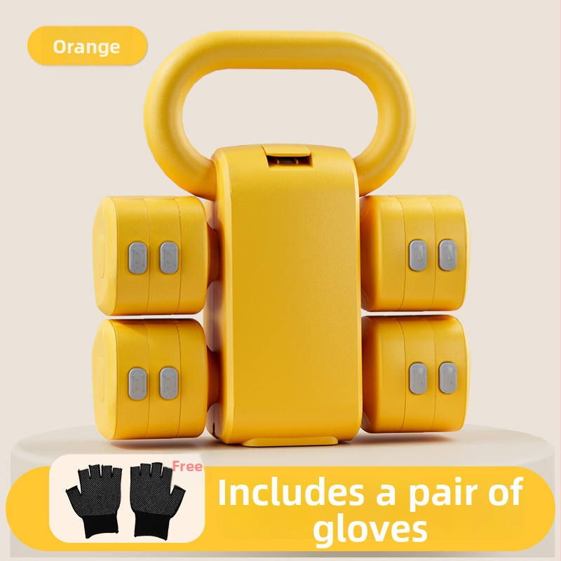 2 v 1 nastaviteľné činky a kettlebell pár, 2 kg a 5 kg, ABS konštrukcia, domáce cvičenie