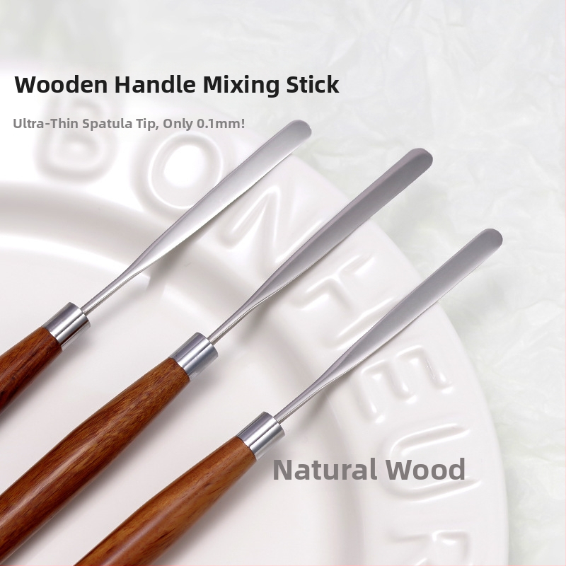 Japonský štýl manikúry – nástroj na miešanie farieb géllaku, drevená rukoväť, 1 ks, krátka rukoväť, ultra tenký plochý hrot, ohybný
